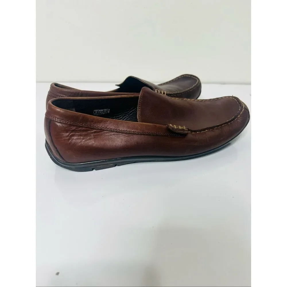 GEOX Respira Brown Leather Men's Slip On Driving Loafers Size 10